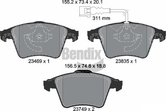 BENDIX Braking BPD1987 - Set placute frana,frana disc aaoparts.ro