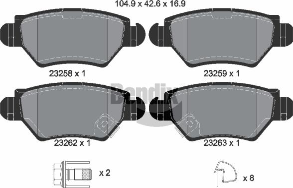 BENDIX Braking BPD1418 - Set placute frana,frana disc aaoparts.ro