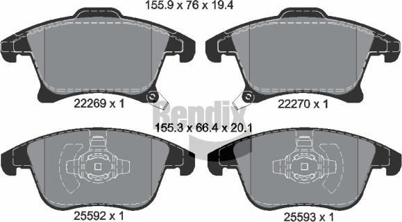 BENDIX Braking BPD1435 - Set placute frana,frana disc aaoparts.ro