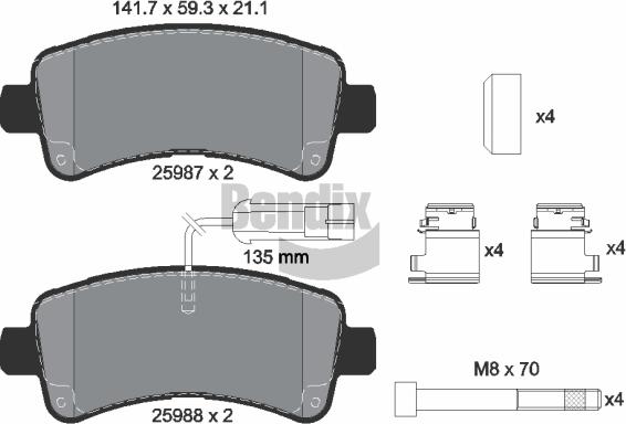 BENDIX Braking BPD1584 - Set placute frana,frana disc aaoparts.ro