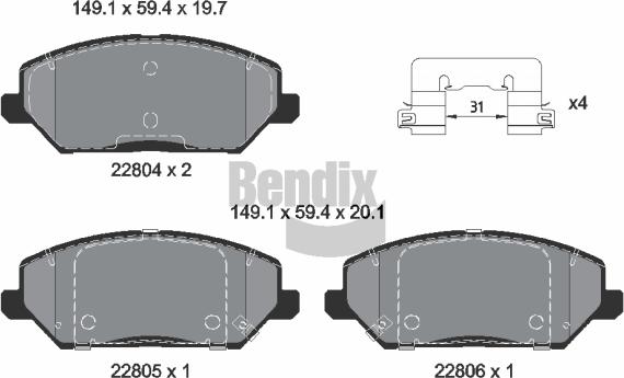 BENDIX Braking BPD1642 - Set placute frana,frana disc aaoparts.ro