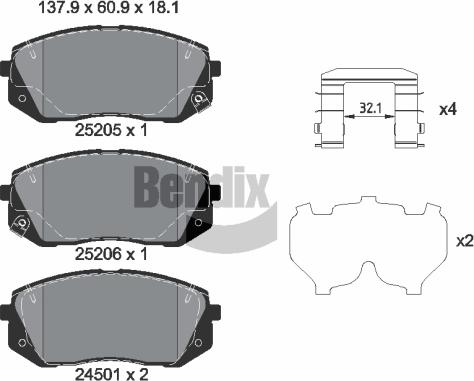 BENDIX Braking BPD1605 - Set placute frana,frana disc aaoparts.ro