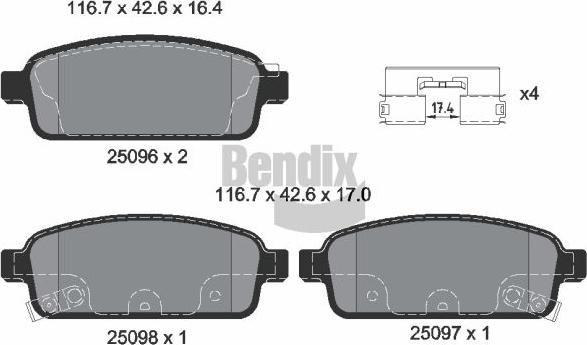 BENDIX Braking BPD1060 - Set placute frana,frana disc aaoparts.ro