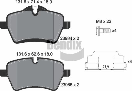 BENDIX Braking BPD1352 - Set placute frana,frana disc aaoparts.ro