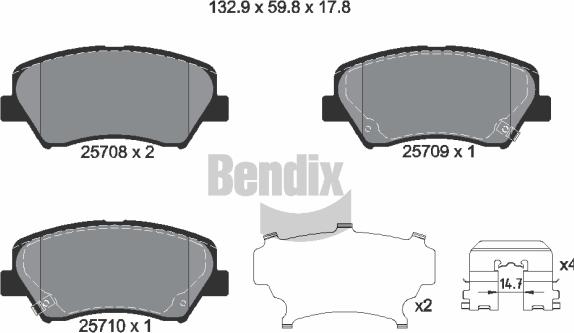 BENDIX Braking BPD1365 - Set placute frana,frana disc aaoparts.ro