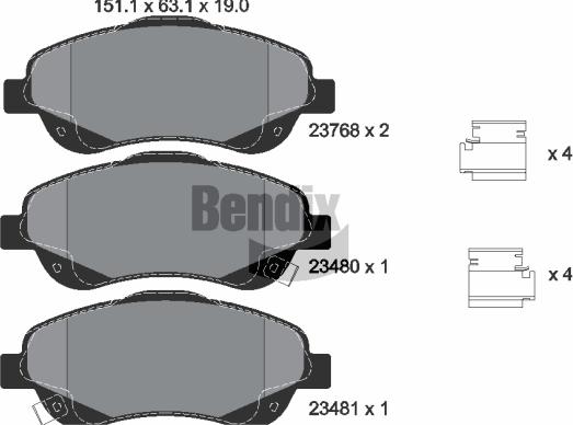 BENDIX Braking BPD1319 - Set placute frana,frana disc aaoparts.ro