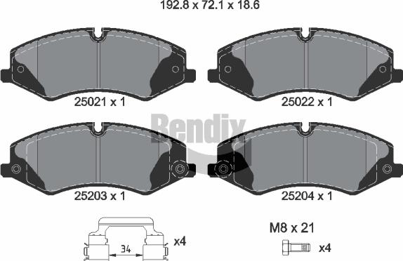 BENDIX Braking BPD1334 - Set placute frana,frana disc aaoparts.ro