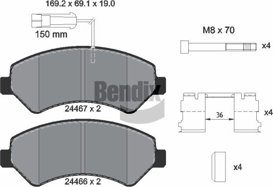 BENDIX Braking BPD1206 - Set placute frana,frana disc aaoparts.ro