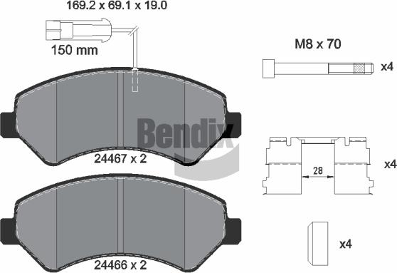 BENDIX Braking BPD1220 - Set placute frana,frana disc aaoparts.ro