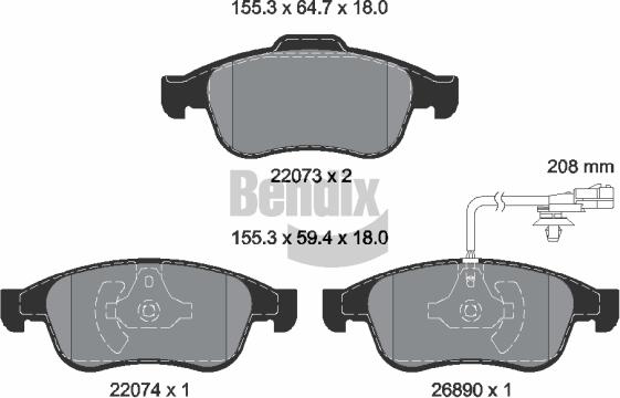BENDIX Braking BPD2574 - Set placute frana,frana disc aaoparts.ro