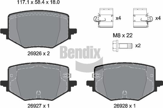 BENDIX Braking BPD2624 - Set placute frana,frana disc aaoparts.ro