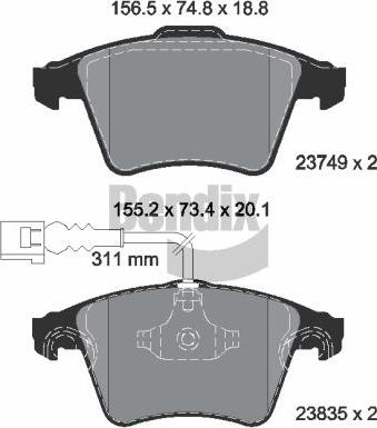 BENDIX Braking BPD2032 - Set placute frana,frana disc aaoparts.ro