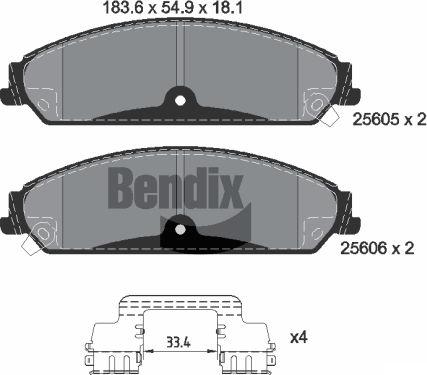 BENDIX Braking BPD2255 - Set placute frana,frana disc aaoparts.ro
