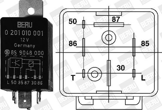 BorgWarner (BERU) GR001 - Releu,instalatia de comanda bujii incandescente aaoparts.ro