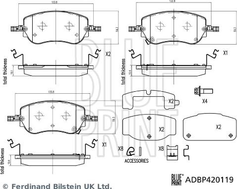 Blue Print ADBP420119 - Set placute frana,frana disc aaoparts.ro