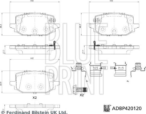 Blue Print ADBP420120 - Set placute frana,frana disc aaoparts.ro