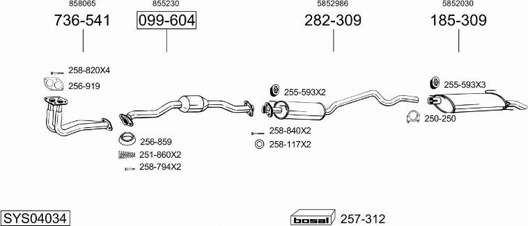 Bosal SYS04034 - Sistem de esapament aaoparts.ro