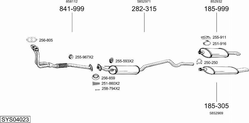 Bosal SYS04023 - Sistem de esapament aaoparts.ro