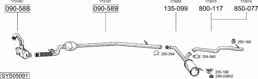 Bosal SYS05091 - Sistem de esapament aaoparts.ro