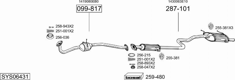 Bosal SYS06431 - Sistem de esapament aaoparts.ro
