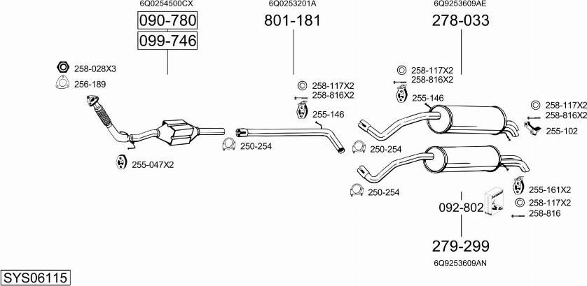 Bosal SYS06115 - Sistem de esapament aaoparts.ro