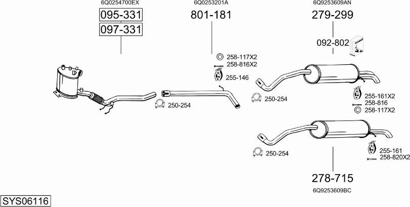 Bosal SYS06116 - Sistem de esapament aaoparts.ro