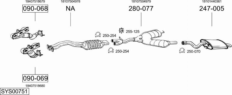 Bosal SYS00751 - Sistem de esapament aaoparts.ro