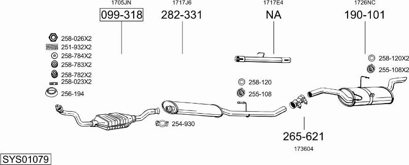 Bosal SYS01079 - Sistem de esapament aaoparts.ro