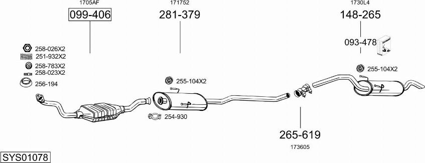 Bosal SYS01078 - Sistem de esapament aaoparts.ro