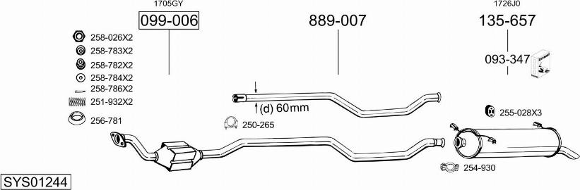 Bosal SYS01244 - Sistem de esapament aaoparts.ro