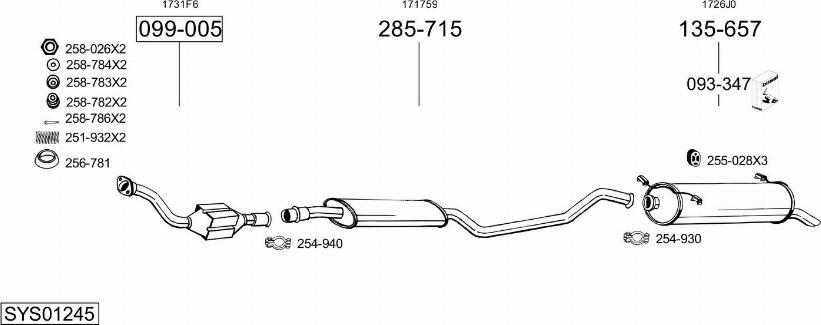 Bosal SYS01245 - Sistem de esapament aaoparts.ro
