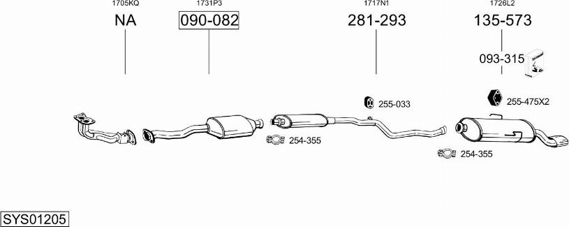 Bosal SYS01205 - Sistem de esapament aaoparts.ro