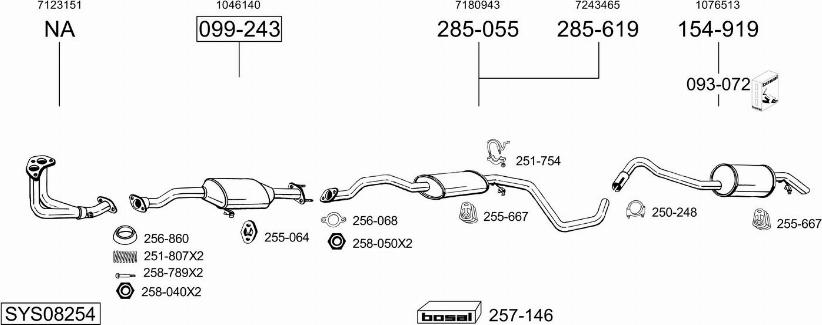 Bosal SYS08254 - Sistem de esapament aaoparts.ro