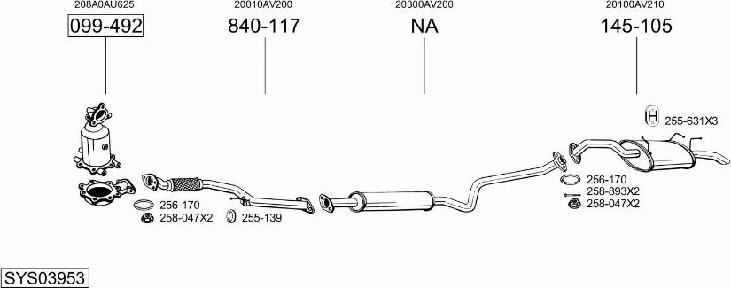 Bosal SYS03953 - Sistem de esapament aaoparts.ro