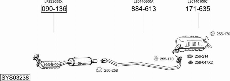 Bosal SYS03238 - Sistem de esapament aaoparts.ro
