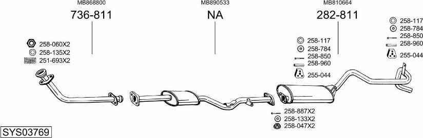 Bosal SYS03769 - Sistem de esapament aaoparts.ro