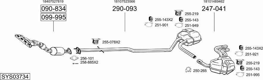 Bosal SYS03734 - Sistem de esapament aaoparts.ro