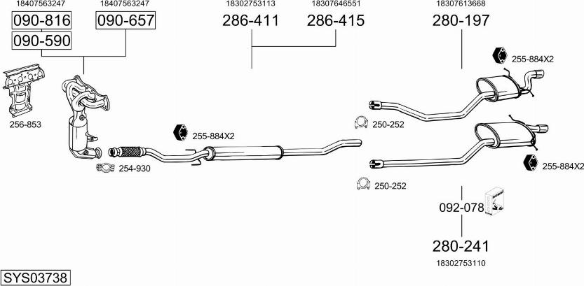Bosal SYS03738 - Sistem de esapament aaoparts.ro