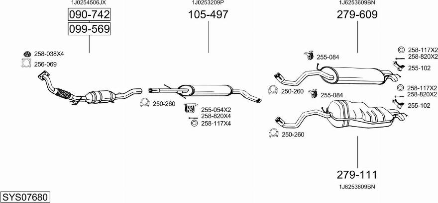 Bosal SYS07680 - Sistem de esapament aaoparts.ro
