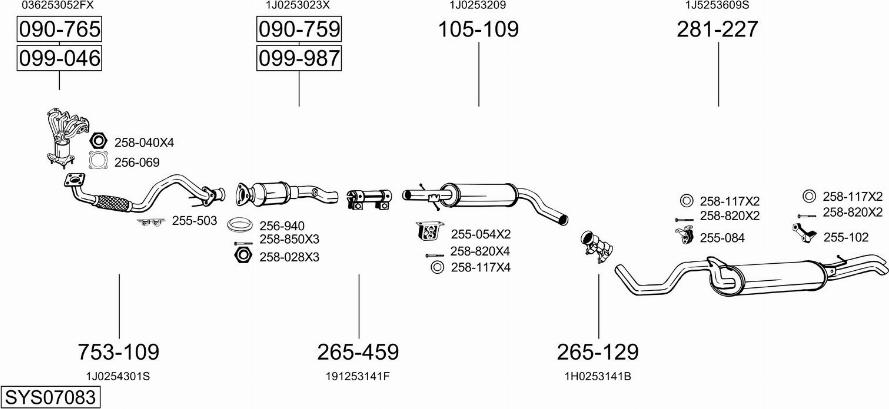 Bosal SYS07083 - Sistem de esapament aaoparts.ro