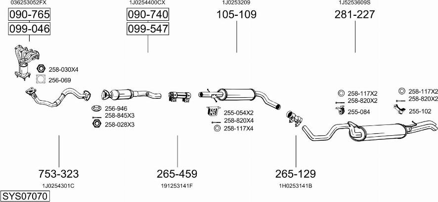 Bosal SYS07070 - Sistem de esapament aaoparts.ro