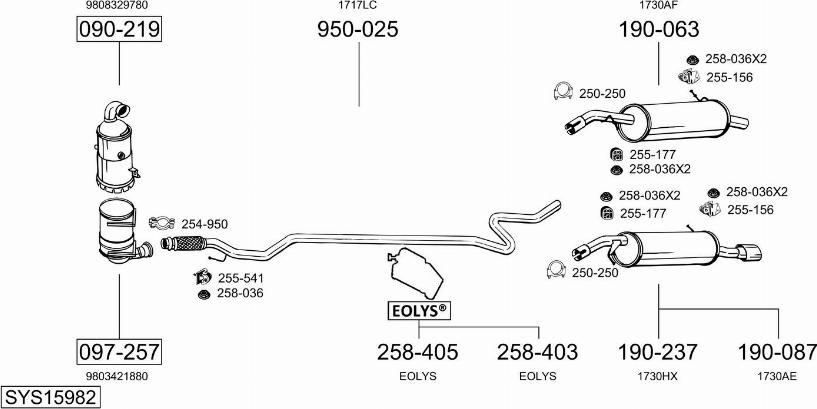 Bosal SYS15982 - Sistem de esapament aaoparts.ro