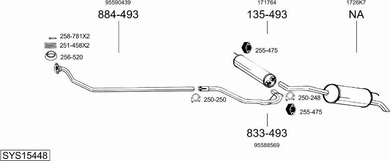 Bosal SYS15448 - Sistem de esapament aaoparts.ro