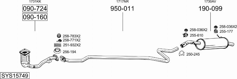 Bosal SYS15749 - Sistem de esapament aaoparts.ro