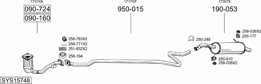 Bosal SYS15748 - Sistem de esapament aaoparts.ro