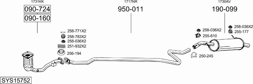 Bosal SYS15752 - Sistem de esapament aaoparts.ro