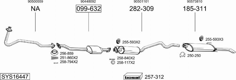 Bosal SYS16447 - Sistem de esapament aaoparts.ro