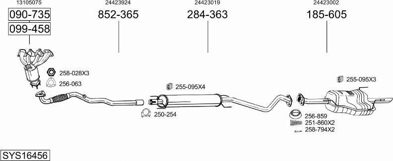 Bosal SYS16456 - Sistem de esapament aaoparts.ro