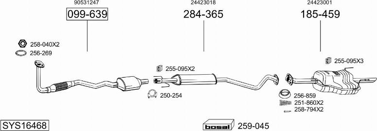 Bosal SYS16468 - Sistem de esapament aaoparts.ro
