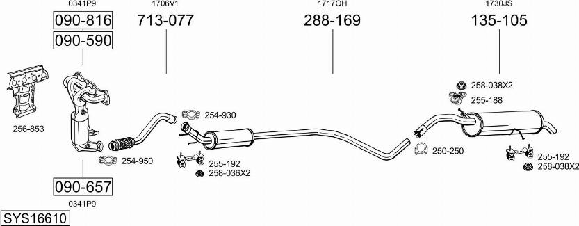 Bosal SYS16610 - Sistem de esapament aaoparts.ro